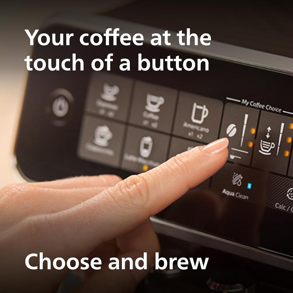 Philips 3200 Series Fully Automatic Espresso Machine, LatteGo Milk Frother, 5 Coffee Varieties, Intuitive Touch Display, 100% Ceramic Grinder, AquaClean Filter, My Coffee Choice, Black (EP3241/54)