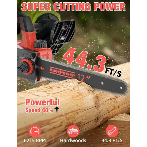 12 Inch Brushless Electric Chainsaw Cordless, for Milwaukee M18 Battery,44.3 FT/S Powerful Cutting Heavy Duty Chain Saw, Auto Oiler Low Kickback Battery Powered Chainsaw for Tree Trimming Wood Cutting