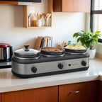 CULINARY CHEF SC3105-SS, Slow Cooker, Buffet Server 3 Pot, Food Warmer Stainless