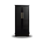 Hives and Honey Porsha Jewelry Armoire Modern 7-Drawer Locking Cabinet with Shutter Doors and Brass Handles, Charcoal
