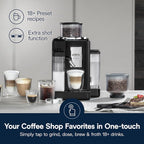 De'Longhi Rivelia Automatic Espresso Machine with Grinder &amp; Milk Frother – All-in-One Coffee Maker, Hot &amp; Iced Latte, Cappuccino, Bean Switch System, Burr Grinder, Compact Italian Design, Black