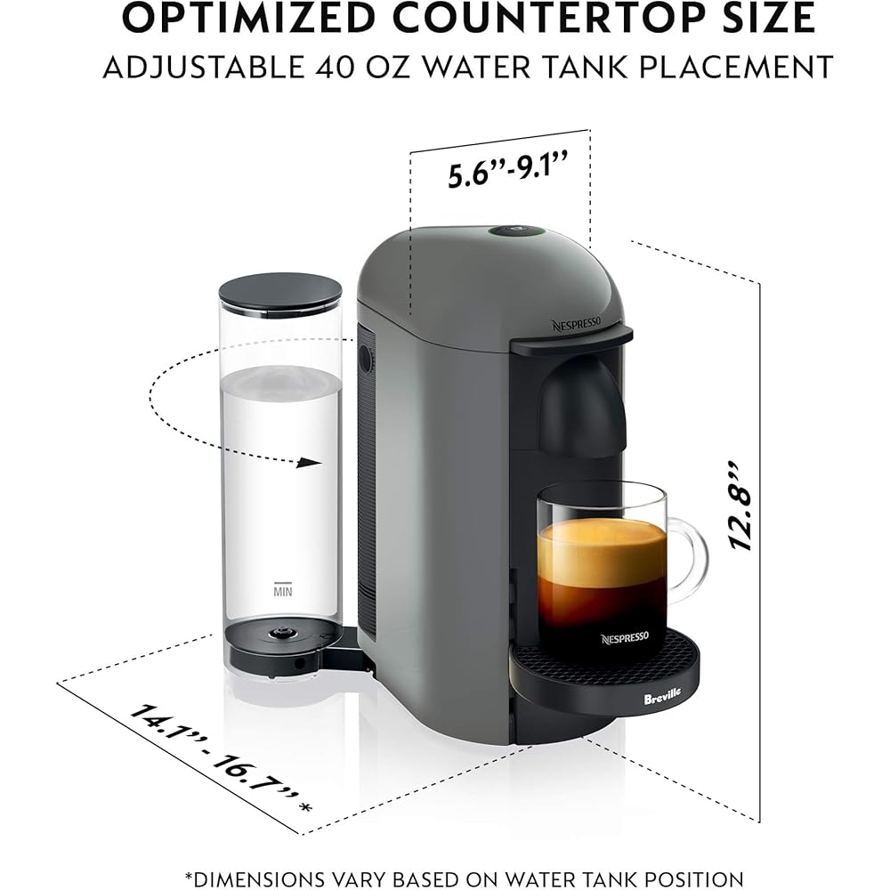 Breville Nespresso VertuoPlus Coffee and Espresso Machine by Breville,8 ounce,Grey