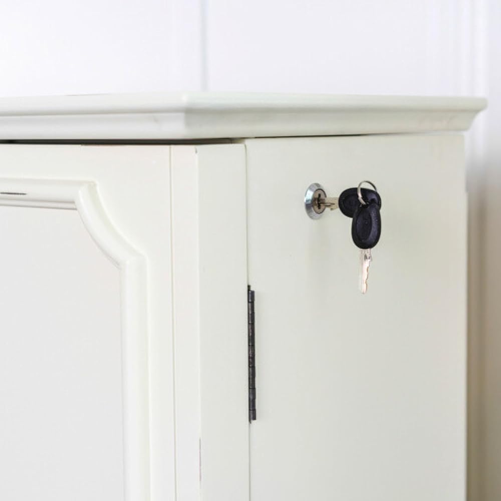 Hives and Honey Charley Standing Jewelry Armoire – Fully Locking Jewelry Organizer, 7 Drawers, Necklace Hooks, Mirror, Ring Rolls, Anti-Tarnish Lining, Solid Wood Construction, White