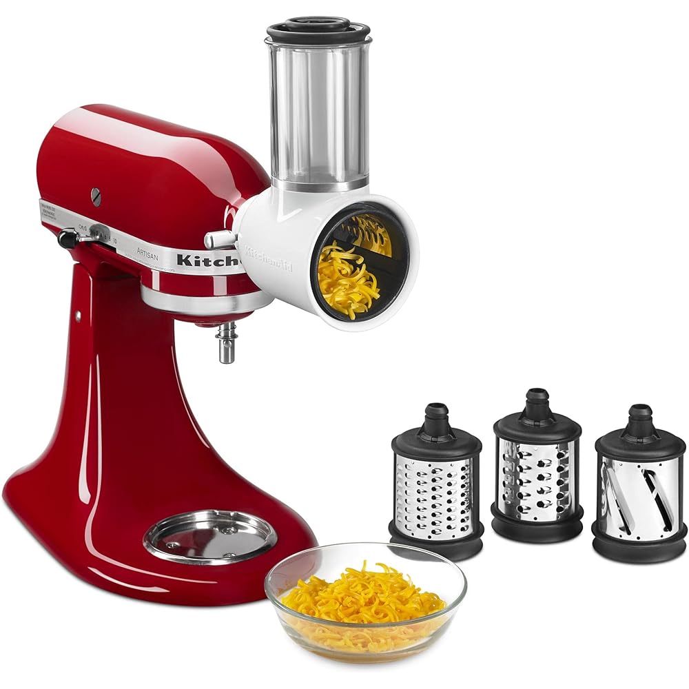 KitchenAid KGM All Metal Grain Mill Attachment &amp; Fresh Prep Slicer/Shredder Attachment, White