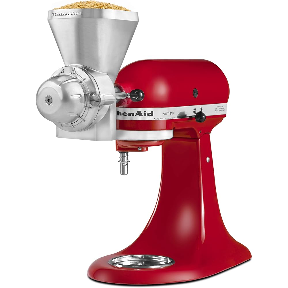 KitchenAid KGM All Metal Grain Mill Attachment &amp; Fresh Prep Slicer/Shredder Attachment, White