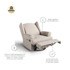 Storkcraft Serenity Glider Recliner Nursery Chair with USB Charging Port (Ivory) – Premium Upholstered Nursery Glider Recliner with Manual Recline Function, Dual USB Charging