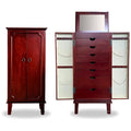 Hives and Honey Casey Fully Locking Jewelry Armoire – Wood Cabinet with Mirror, 7 Storage Drawers, Necklace Hooks, Anti-Tarnish Lining, Divided Compartments – Cherry