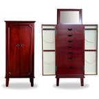 Hives and Honey Casey Fully Locking Jewelry Armoire – Wood Cabinet with Mirror, 7 Storage Drawers, Necklace Hooks, Anti-Tarnish Lining, Divided Compartments – Cherry