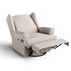 Storkcraft Serenity Glider Recliner Nursery Chair with USB Charging Port (Ivory) – Premium Upholstered Nursery Glider Recliner with Manual Recline Function, Dual USB Charging