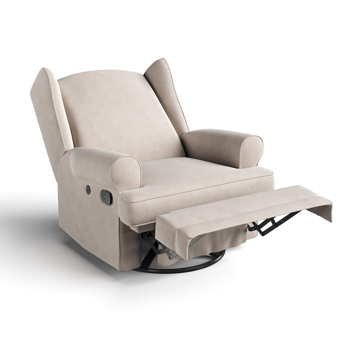 Storkcraft Serenity Glider Recliner Nursery Chair with USB Charging Port (Ivory) – Premium Upholstered Nursery Glider Recliner with Manual Recline Function, Dual USB Charging