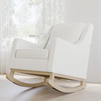 Storkcraft Pasadena Nursery Rocker (Ivory Basketweave with Driftwood) Upholstered, Rocking Chair for Nursery, Gentle Rocking Motion, Solid Wood Base
