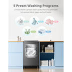 COMFEE’ 1.6 Cu.ft Portable Washing Machine, 11lbs Capacity Fully Automatic Compact Washer with Wheels, 6 Wash Programs Laundry Drain Pump, Ideal for Apartments, RV, Camping, Magnetic Gray