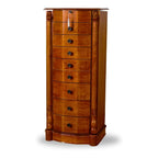 Alveare Home Louisa Standing Locking Jewelry Armoire – Wood Storage Cabinet with Mirror, 8 Drawers, Necklace Hooks, Ring Rolls &amp; Cord Organizing Port – Safe &amp; Elegant Organizer, Oak